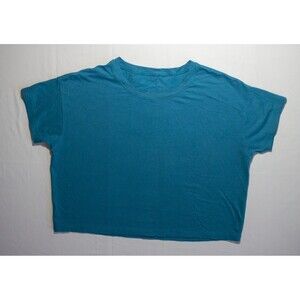 Lululemon Cates Tee Cropped Shirt Size 6 Marlin Blue